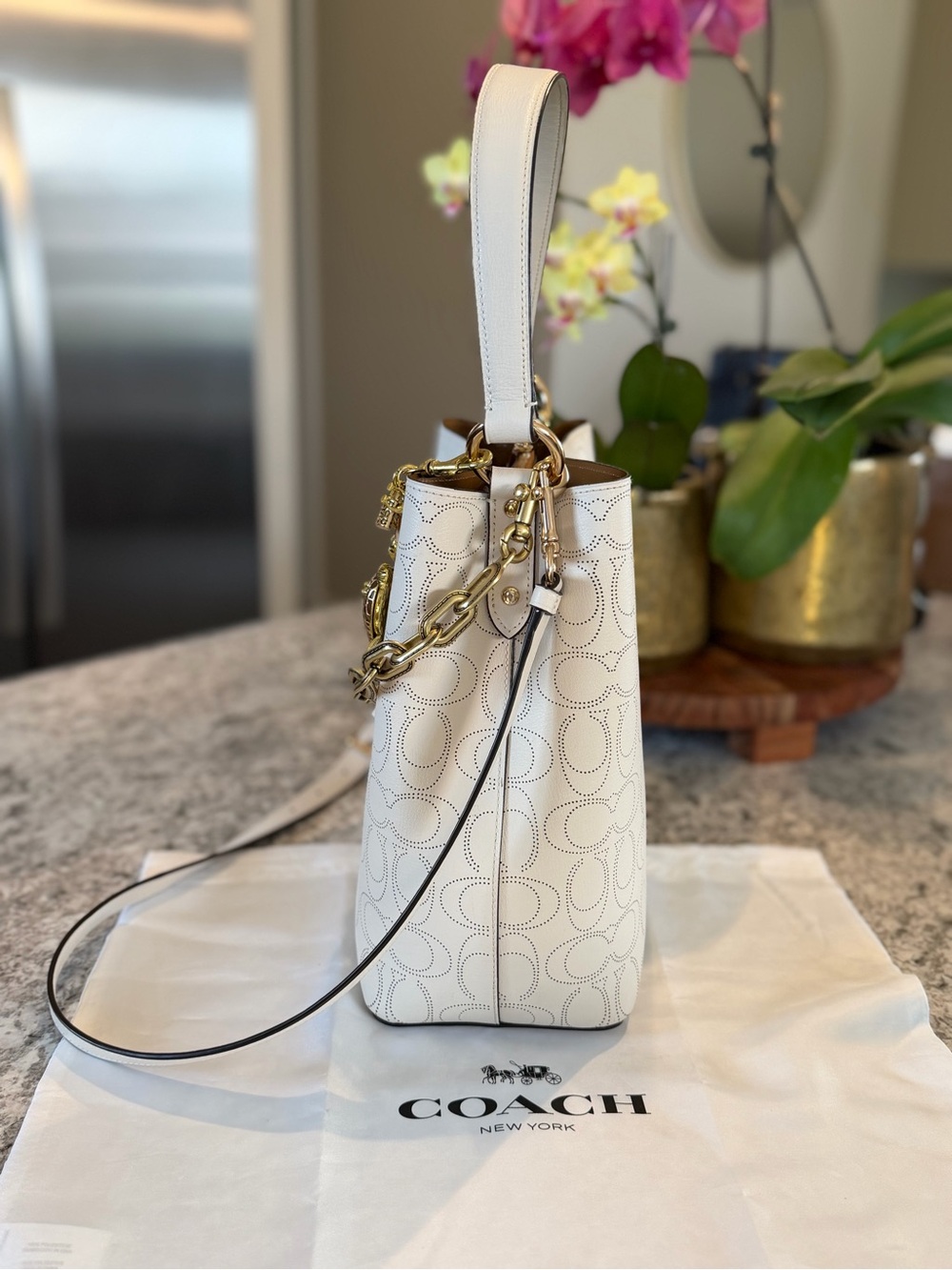 Coach Large Town Bucket Bag in Perforated Leather Style 1008 EUC - Picture 3 of 12